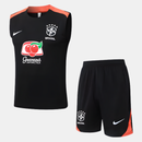 Conjunto Seleção Brasileira Regata 2024/25 - Preto e Laranja